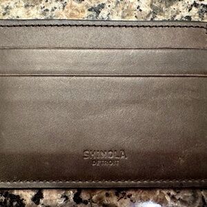 Shinola 5-Pocket Card Case Wallet Chocolate Brown Leather Never Used...